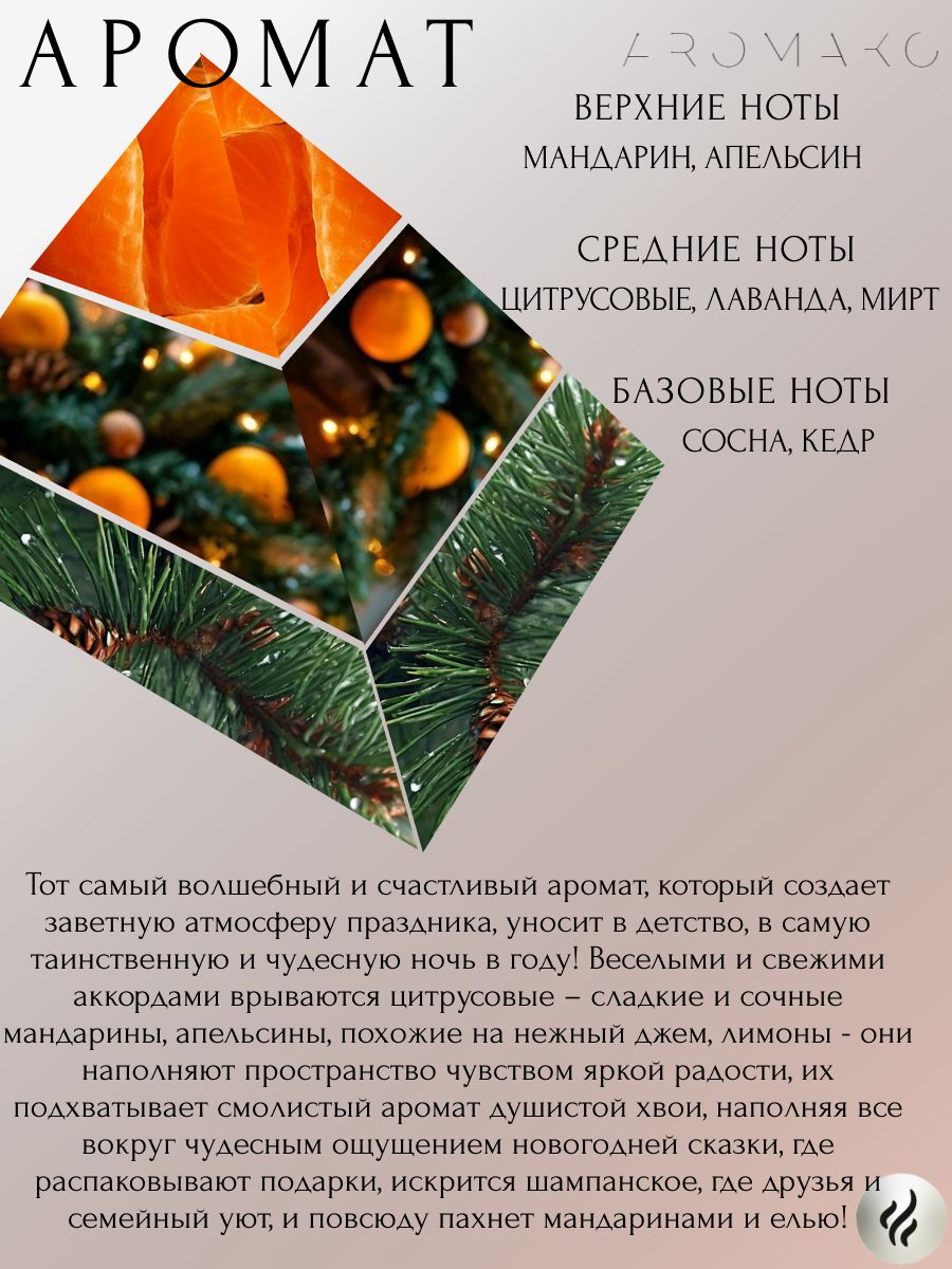 Подарочный набор ароматов «Аромат Нового года, Ёлка и Мандарин, Новогодние Шишки», 3 шт