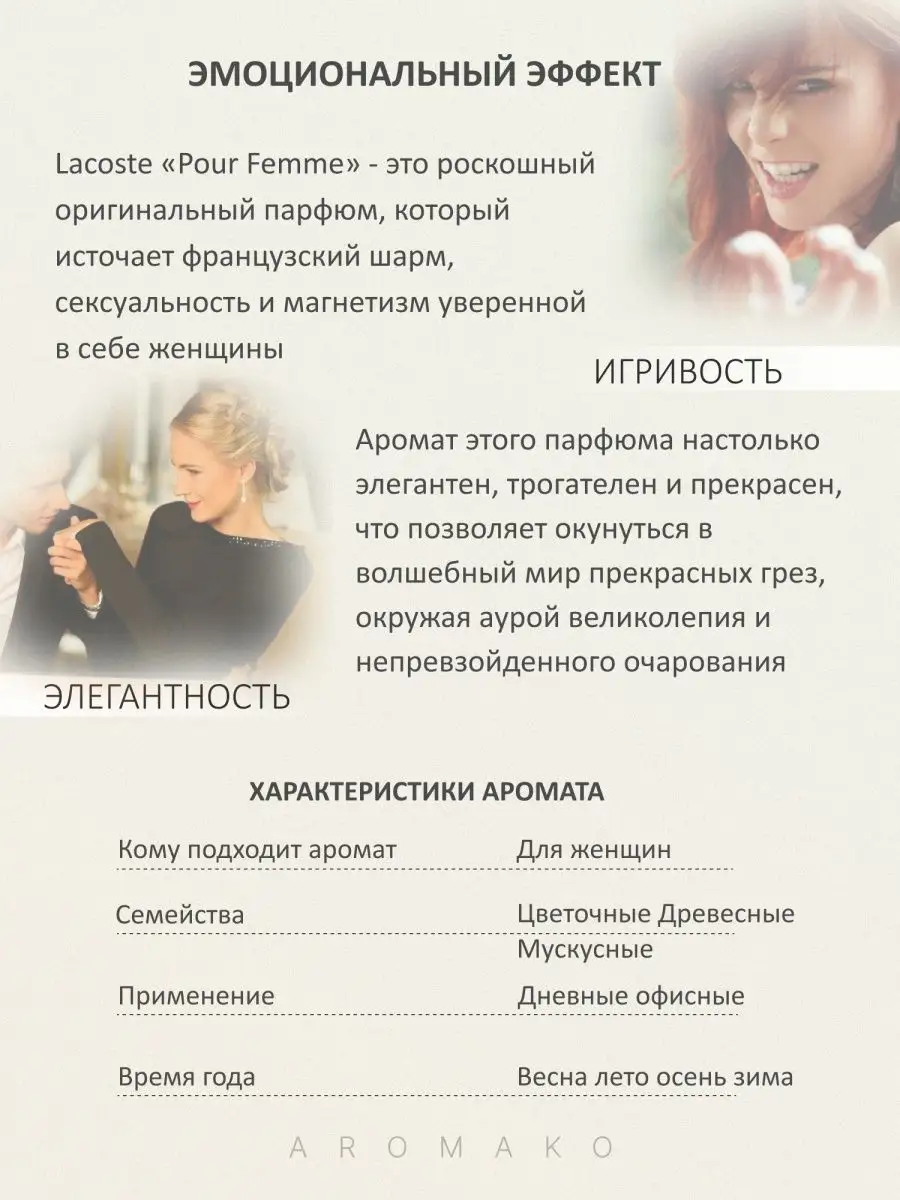 Масляные духи — по мотивам Lacoste – Pour Femme, 3 мл