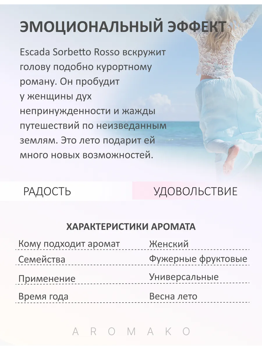 Масляные духи — по мотивам ESCADA, Sorbetto Rosso, 3 мл